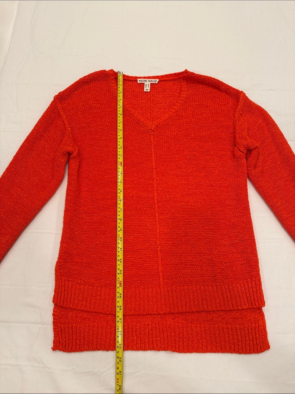 Rachel Hollis Women's V-Neck Sweater in Bright Orange